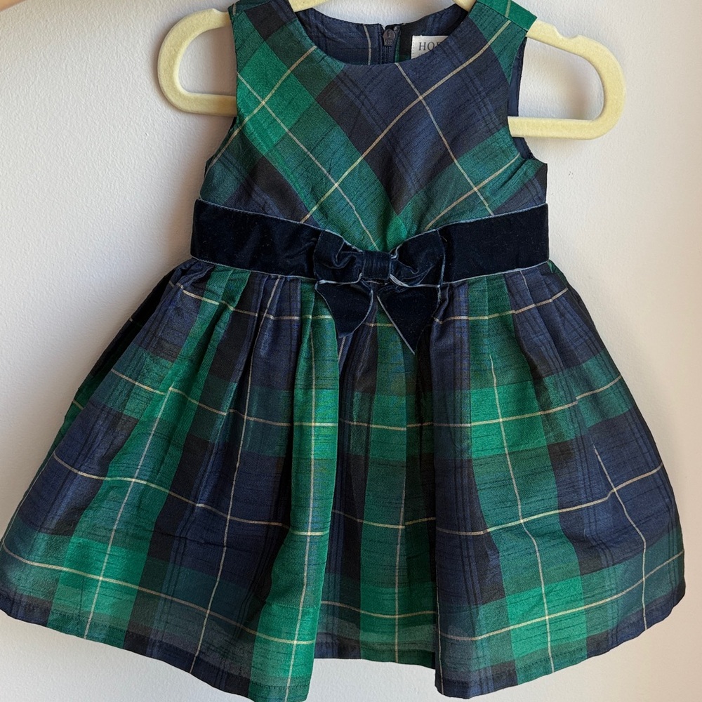Plaid Sleeveless Baby Dress with Bow